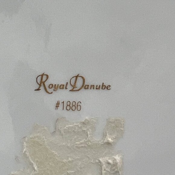 ROYAL DANUBE #1886 Calico Porcelain candy trinket lidded dish Blue Roses Gold Ri - Picture 6 of 11